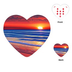 Golden Sunset Over Beach Playing Cards Single Design (heart) by GardenOfOphir