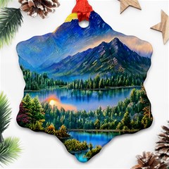 Stunning Sunset By The Lake Ornament (snowflake) by GardenOfOphir