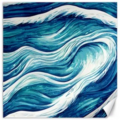 Abstract Blue Ocean Waves Canvas 12  X 12  by GardenOfOphir