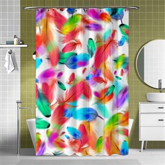 Feathers Pattern Background Colorful Plumage Shower Curtain 48  X 72  (small)  by Ravend