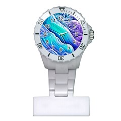 Ocean Waves In Pastel Tones Plastic Nurses Watch by GardenOfOphir