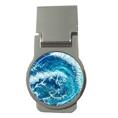 Abstract Blue Ocean Waves Iii Money Clips (round)  by GardenOfOphir