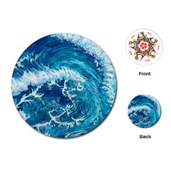 Abstract Blue Ocean Waves Iii Playing Cards Single Design (round) by GardenOfOphir