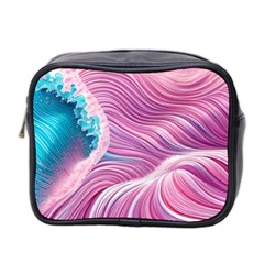 Pink Water Waves Mini Toiletries Bag (two Sides) by GardenOfOphir