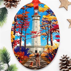 Lighthouse Ornament (oval) by artworkshop