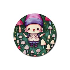 Toadstool Mushrooms Rubber Coaster (round) by GardenOfOphir