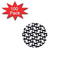 Playful Pups Black And White Pattern 1  Mini Buttons (100 Pack)  by dflcprintsclothing