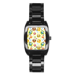 Owl Bird Cartoon Stainless Steel Barrel Watch by Jancukart