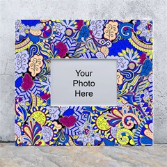 Blue Yellow Background Pattern Vector Texture Paisley White Wall Photo Frame 5  X 7  by Jancukart