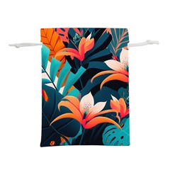 Tropical Flowers Floral Floral Pattern Patterns Lightweight Drawstring Pouch (s) by Pakemis