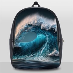 Tsunami Waves Ocean Sea Water Rough Seas 2 School Bag (large) by Pakemis