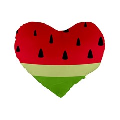 Watermelon Fruit Food Healthy Vitamins Nutrition Standard 16  Premium Flano Heart Shape Cushions by Wegoenart