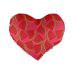 Watermelon Background Watermelon Wallpaper Standard 16  Premium Flano Heart Shape Cushions by Wegoenart