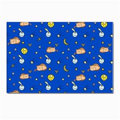 Cat Animals Sleep Stars Seamless Background Postcard 4 x 6  (pkg Of 10) by Wegoenart