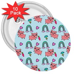 Pigs Pattern Art Design Drawing Sketch Wallpaper 3  Buttons (10 Pack)  by Wegoenart