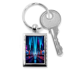 City People Cyberpunk Key Chain (rectangle) by Jancukart