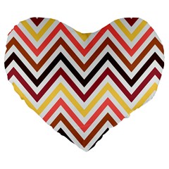 Chevron V Large 19  Premium Flano Heart Shape Cushions by GardenOfOphir