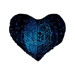 Artificial Intelligence Network Blue Art Standard 16  Premium Heart Shape Cushions by Semog4