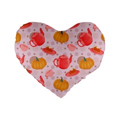 Pumpkin Tea Cup Pie Dessert Standard 16  Premium Heart Shape Cushions by Semog4