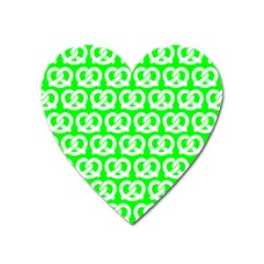 Neon Green Pretzel Illustrations Pattern Heart Magnet