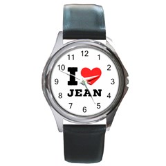 I Love Jean Round Metal Watch by ilovewhateva