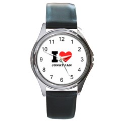 I Love Jonathan Round Metal Watch by ilovewhateva