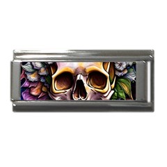 Death Skull Floral Superlink Italian Charm (9mm) by GardenOfOphir