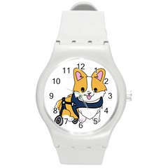 Puppy Cartoon Corgi Round Plastic Sport Watch (m) by Semog4