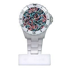 Leaves Leaf Pattern Patterns Colorfur Plastic Nurses Watch by Semog4