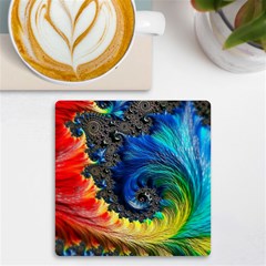 Colorful Digital Art Fractal Design Uv Print Square Tile Coaster  by Semog4