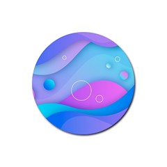 Colorful Blue Purple Wave Rubber Coaster (round) by Semog4