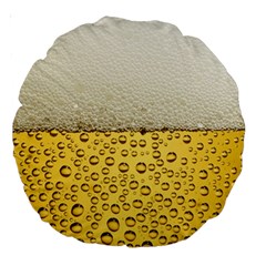 Texture Pattern Macro Glass Of Beer Foam White Yellow Art Large 18  Premium Round Cushions by Semog4