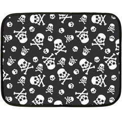 Skull-crossbones-seamless-pattern-holiday-halloween-wallpaper-wrapping-packing-backdrop Two Sides Fleece Blanket (mini) by Ravend