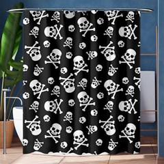 Skull Crossbones Seamless Pattern Holiday-halloween-wallpaper Wrapping Packing Backdrop Shower Curtain 60  X 72  (medium)  by Ravend