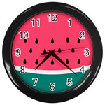 Watermelon Fruit Pattern Wall Clock (Black) Front