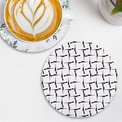 Precision Pursuit: Hunting Motif Black And White Pattern Uv Print Round Tile Coaster by dflcprintsclothing