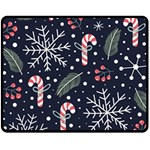 Holiday Seamless Pattern With Christmas Candies Snoflakes Fir Branches Berries Two Sides Fleece Blanket (Medium) 58.8 x47.4  Blanket Front