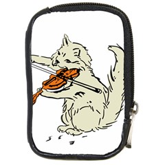 Cat Playing The Violin Art Compact Camera Leather Case by oldshool