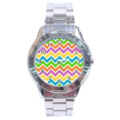 Chevron-pattern-design-texture Stainless Steel Analogue Watch by Semog4