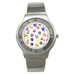 Pawprints-paw-prints-paw-animal Stainless Steel Watch by Semog4