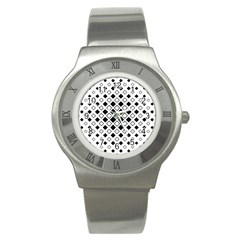 Square-diagonal-pattern-monochrome Stainless Steel Watch by Semog4