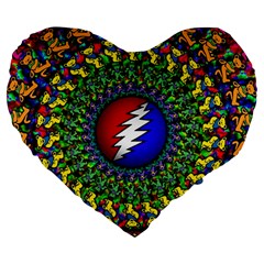 Grateful Dead Large 19  Premium Flano Heart Shape Cushions by Semog4