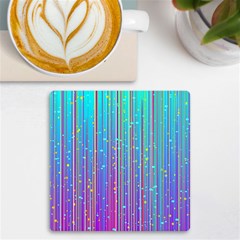 Blue Magenta Speckles Line Uv Print Square Tile Coaster  by Semog4