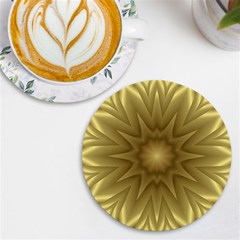 Background Pattern Golden Yellow Uv Print Round Tile Coaster by Semog4