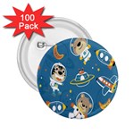 Seamless Pattern Funny Astronaut Outer Space Transportation 2.25  Buttons (100 pack)  Front