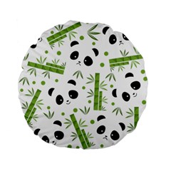 Giant Panda Bear Green Bamboo Standard 15  Premium Flano Round Cushions by Salman4z