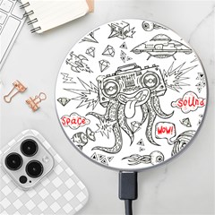 Drawing Clip Art Hand Painted Abstract Creative Space Squid Radio Wireless Fast Charger(white) by Salman4z