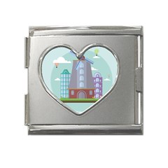 Amsterdam Landmark Landscape Mega Link Heart Italian Charm (18mm) by Sudheng