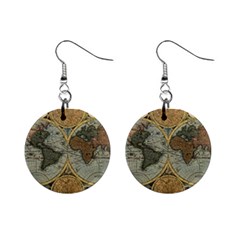 Vintage World Map Mini Button Earrings by Sudheng