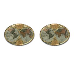 Vintage World Map Cufflinks (oval) by Sudheng